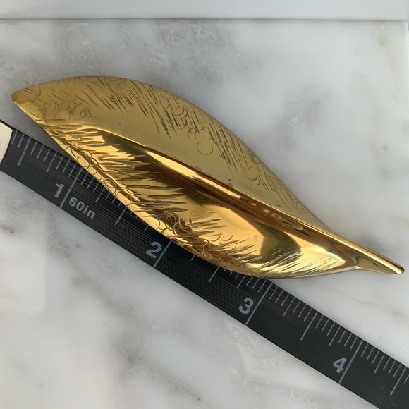 Vintage 18k Gold Plated Large Leaf Brooch - Picture 10 of 10